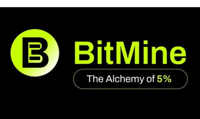 A BitMine branded graphic with a green "B" logo and tagline "The Alchemy of 5%" against a black background, shown in reference to the upcoming weekly 8-K disclosure. The image serves as visual context for the post noting the delayed Monday filing due to the U.S. Labor Day market holiday.