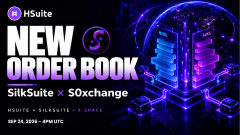 A promotional graphic for 'NEW ORDER BOOK' featuring a server illustration, with text indicating 'HSUITE', 'SilkSuite x SOXchange', and dates 'NOV 28, 2025 - 8PM UTC'.