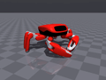 A 3D-rendered red sports car on a checkered grid floor, appearing to be a digital model from a game or rendering software.