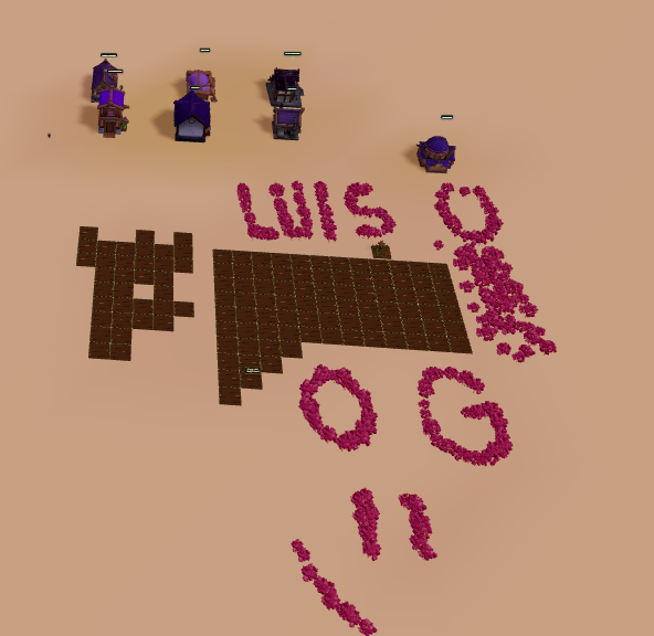 The image features a 3D rendering of a cartoon character with pink flowers, which appears to be written out in red letters. The text "LISC" can also be seen in the image. The character seems to be sitting on a building or platform surrounded by other buildings and structures.