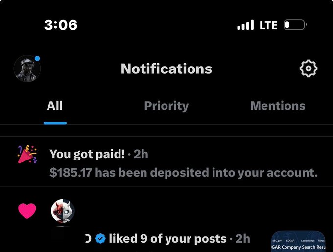 The image shows a message from a user on an Instagram account about an alert sent by a notification app for $130. The user has been paid $130, and they have been deposited into their account. It also mentions that you got paid! and your account is linked to the posts. In this post, there are two other notifications in the image, which could be related to discussions or updates about the initial alert.