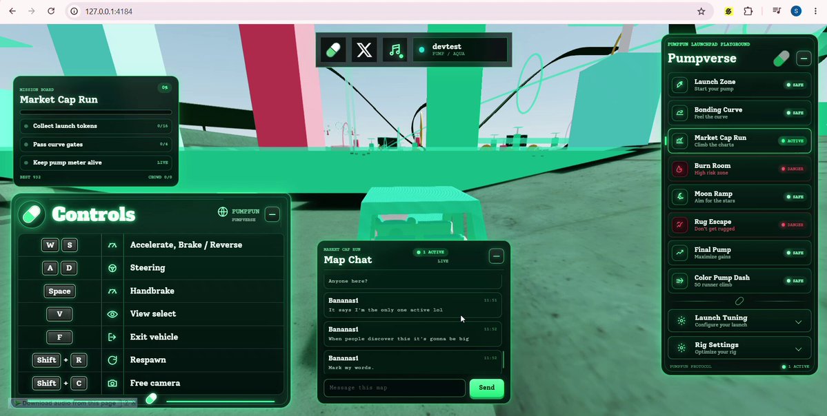 The image shows a computer screen with a game interface displaying various options such as "Controls", "Pumpverse", and "Reward wallet feature". The focus of this image is on the reward wallet feature, which allows players to add their SOL wallet address inside Pumpverse for future token rewards. This feature will help in preparing tokens for active players and community members, ensuring a smooth gaming experience with fair gameplay and rewarding contributions.