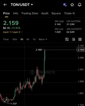 The image shows an up-to-date bar graph or line chart of cryptocurrency prices, possibly Bitcoin's value, displayed against time and showing significant changes over a period of time with some points being higher than others. The caption on this screen reads "TON/USDT" indicating the cryptocurrency in question, which is TON USDT. This post also includes information about the current value of TON USDT as well as data from different layers. A note stating "A 12% pump. Sometimes all it takes is a return to the" suggests there might be an upward trend or increase in value for the cryptocurrency at the time this image was taken, which could lead to potential gains for investors.