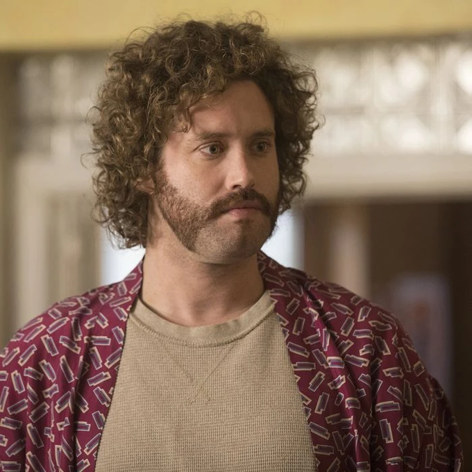 A curly-haired man with a mustache wearing a maroon patterned jacket and beige sweater looks off-camera with a skeptical, considering expression, matching the post's pitch about a dubious-sounding "X money" investment opportunity that promises high returns.