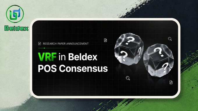 Beldex research paper announcement banner with dice graphics, reading 'RESEARCH PAPER ANNOUNCEMENT', 'VRF in Beldex POS Consensus'.