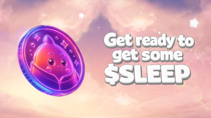 The image features a coin with a cute face on it, which has been placed against a sky background. The text "Get ready to get some sleep" is written below the coin, suggesting that there might be an app or project related to sleep improvement. The caption reads "Most apps are engineered to steal as much of your attention as possible. $SLEEP and @sleepagotchi are quietly doing the opposite rewarding you for actually getting better sleep and recovering properly". This implies that a new app, possibly named Sleepagotchi, is being developed with the purpose of helping people improve their sleep habits by providing them with useful information or reminders to get proper rest.