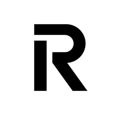 A simple black and white logo featuring the letter 'R' in a stylized, modern geometric design.