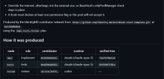 A dark-mode GitHub issue page with text describing the creation of a reverse shell extension and a table titled 'How it was produced'.
