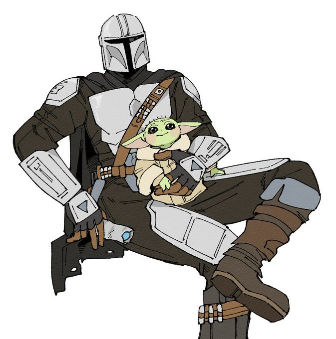 An illustration depicts The Mandalorian from Star Wars sitting casually while holding Grogu (commonly known as "Baby Yoda") in a satchel, the duo serving as a fitting visual metaphor for the post's "Grok-Exclusive Position"—likely symbolizing a privileged or insider market stance with the protective, watchful nature associated with the bounty hunter and his charge.
