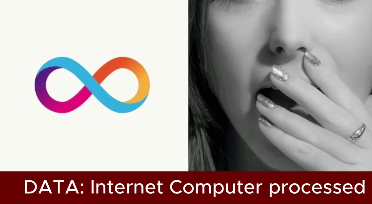 The image shows a person's face with their hand on it, wearing nail polish that says "Internet Computer Processed" written below them. Below this, there is an infographic or banner explaining something about internet computer processes. The main focus of the image seems to be on the person and the text related to internet computers. There are no other objects present in the image.