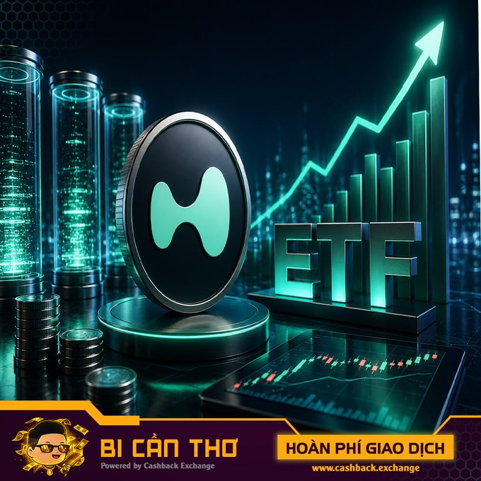 A promotional graphic for a crypto/ETF featuring a HYPE coin token, an upward trending chart, and Vietnamese text 'BÍ CÂN THƠ Powered by Cashback Exchange' and 'HOÀN PHÍ GIAO DỊCH www.cashback.exchange'.