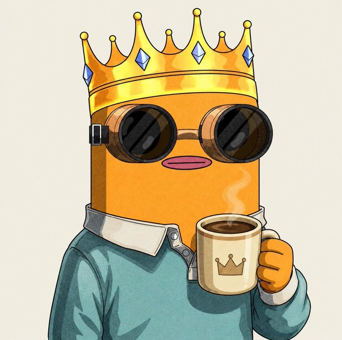 The image features an orange cartoon character wearing a crown and sunglasses while holding a coffee cup. The caption above the image reads "Good morning everyone Watching infrastructure projects mature over time says a lot more than watching hype cycles move around". This suggests that the character might be a source of inspiration or motivation for people to start their day with positivity, as they are depicted enjoying a warm beverage and wearing a crown, which symbolizes power and authority.

The image also includes text about infrastructure projects maturing over time, which could imply that the character is associated with a project or initiative related to infrastructure development. The post seems to be discussing the importance of patience and long-term planning in such endeavors.