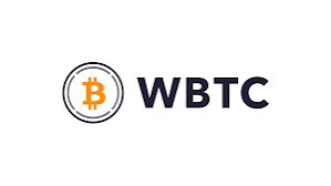 A simple logo showing a Bitcoin icon beside the text 'WBTC' on a light grey background.