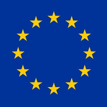 The flag of the European Union, featuring a circle of twelve yellow stars on a blue background.
