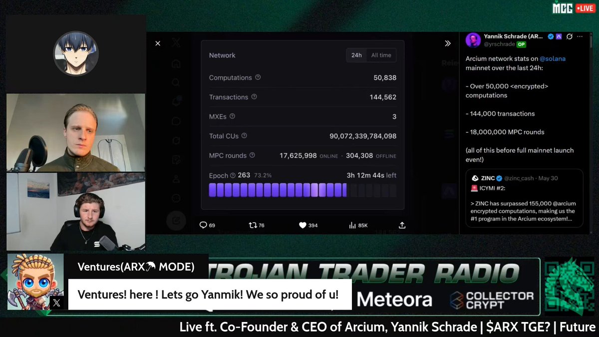The image is of a screenshot from a video call between two men. One man is a tech enthusiast who is excitedly talking about Trojan Trader Radio and how he has just been sold his own personal data to them for $19,99. The other man appears to be more knowledgeable about the subject matter but is not paying attention, possibly due to disinterest or being distracted by something else on the screen.