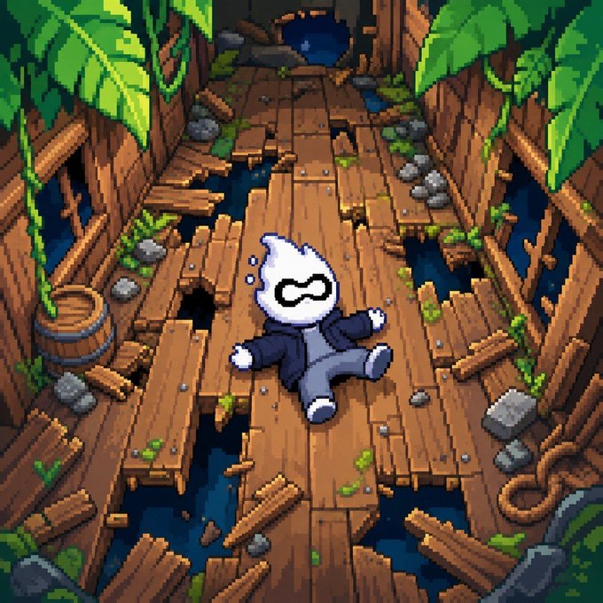 The image features a cartoon character lying down on a wooden floor surrounded by rocks and plants. The caption above the image reads "Latency is not just a speed problem in Ethereum staking. It directly affects how accurately validators vote for the head of the chain". This suggests that the character might be experiencing some sort of issue or delay, possibly related to the network's performance or the accuracy of the voting process within the Ethereum blockchain.