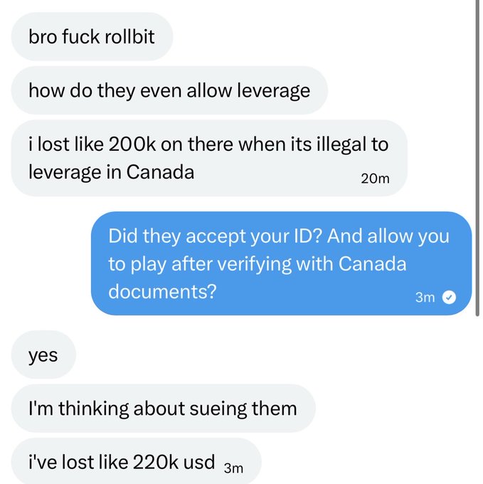 The image shows a conversation between two people, with one person asking if the other would allow them to play a game from another country. The response from the second person is that they do not care where the game comes from as long as it's played fairly. This message seems to be related to the post about someone losing money on a game and using a lie to get their money back, which has been tagged with @Razer_Rollbit.