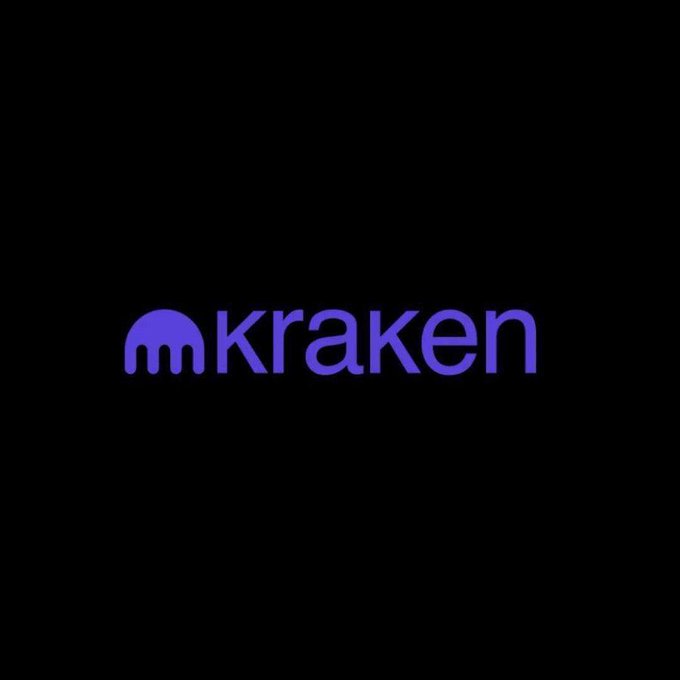 The image displays the Kraken logo in purple on a black background, featuring the company's name in lowercase with a stylized octopus-tentacle icon forming the letter "K." The logo corresponds to the post announcing that the cryptocurrency exchange Kraken is opening the Jersey Mike's IPO to retail investors through direct allocations and tokenized shares.