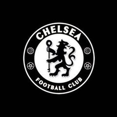 Chelsea Football Club logo featuring a lion holding a staff on a black and white crest.