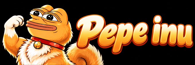 The image features a cartoon orange dog-like character flexing its bicep next to the bold orange text "Pepe inu" on a black background. The meme character and "Pepe inu" branding serve as visual mascot elements for the $PI token being promoted in the post.