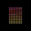A small grid of glowing colored dots transitioning from pink and red at the top to yellow at the bottom, resembling an LED matrix.