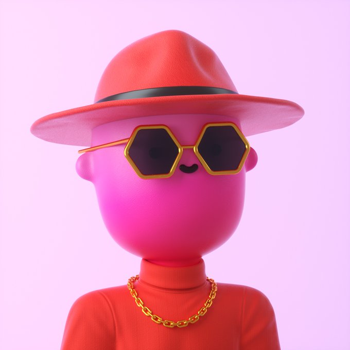 The image features a cartoon character wearing a red hat with a gold band and sunglasses. The character has a pink face and is wearing a red shirt. The caption reads "I am my GVC, and my GVC is me". This suggests that the character is a self-portrait or an illustration of themselves, created to represent their identity in the context of the post.