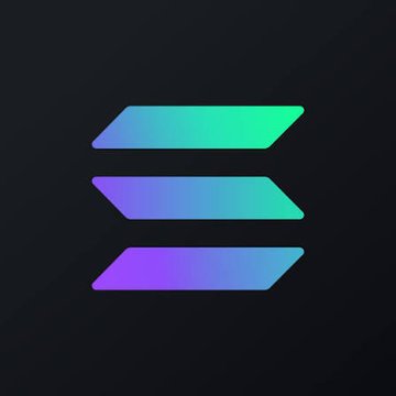 The image displays the Solana logo—three gradient-colored parallelogram stripes in green, blue, and purple—set against a dark background, representing the cryptocurrency SOL that has surged past the $100 price mark.