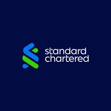The Standard Chartered bank logo displayed on a dark blue background.