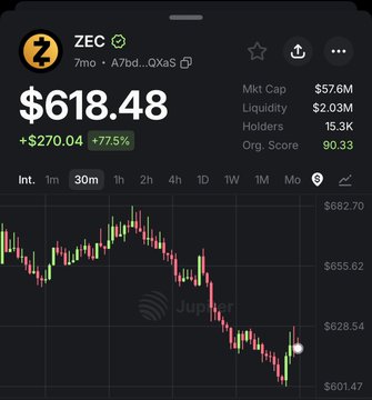The image shows a chart with Bitcoin prices, specifically focusing on the ZEC coin. The chart displays the price of Bitcoin over time, indicating that the coin has been gaining value recently. The post suggests that someone might be considering investing $1,000 into this particular cryptocurrency at the end of the year to maximize their upside by taking advantage of the upward trend in Bitcoin prices.