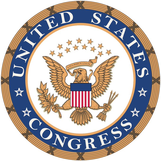 The official seal of the United States Congress, featuring a bald eagle with a shield, olive branch, and arrows, encircled by the text 'UNITED STATES CONGRESS' on a blue ring with stars.