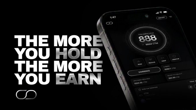 An advertisement for a crypto wallet app featuring a smartphone interface showing a wallet value of 888 BBX with the slogan 'THE MORE YOU HOLD THE MORE YOU EARN'.