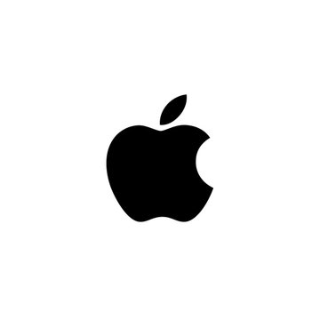 The black Apple logo silhouette on a white background.