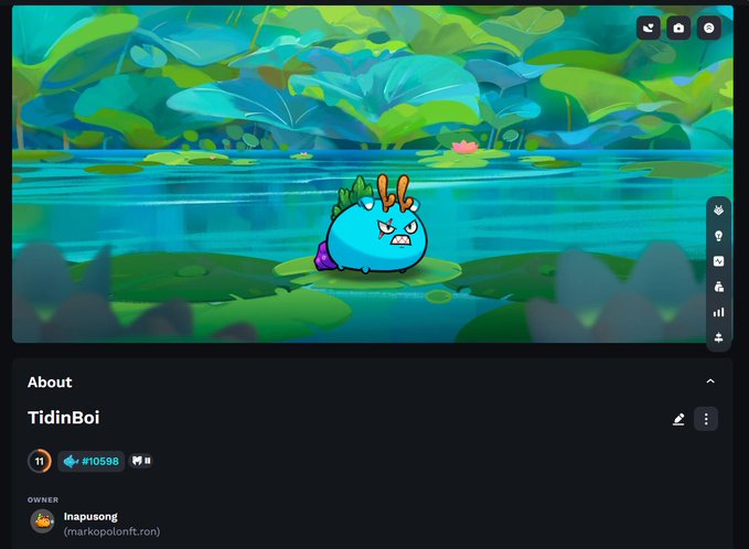 The image features a cartoon of a monster with green skin, red horns, and an orange head sitting on top of a lily pad surrounded by water plants. The monster appears to be angry or aggressive, possibly due to being trapped in its current position. The background is filled with various shades of green, creating a lush and vibrant atmosphere for the scene.