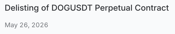 The image shows a screenshot of an email from someone named @BybitOfficial, which contains information about a delisting process involving a company called DOGUSDT. The email states that the delisting of DOGUSDT is happening on May 26, 2016. It also mentions that this delisting is related to the perpetual contract and is bullish for DOGUSDT due to its inherent characteristics in the market.