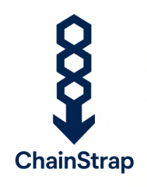 A logo for 'ChainStrap' featuring three connected hexagons forming a downward-pointing arrow design.