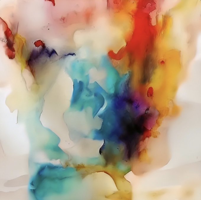 The image features a painting with an abstract style, predominantly blue and red colors. The artwork has a white background which contrasts with the vibrant colors used by the artist. The painting appears to be a digital art piece that has been shared on social media platforms for everyone to see. The post includes text that reads "Uli Art Artwork: Faith 13.7 ETH - 1/1 Why did I feel that?: you know that and yes is real Support all artist that you like". This message highlights the artist's appreciation for their work, acknowledging their talent and dedication in creating such a captivating piece of art.