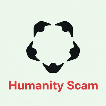 The image features an illustration of a logo for Humanity Protocol. The logo consists of five black circles arranged in a circle shape with a red border around them, creating a striking contrast against the white background. Below the logo, there's text that reads "Humanity protocol hacked themselves Following a contract upgrade, a backdoor was added that gave a privileged address the ability to execute special operations with the $H token." The text also mentions that token transfers can be made using the $H token and that this particular update has been carried out by the hacker.