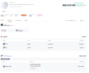 A screenshot of a portfolio dashboard showing a total balance of $60,119,145, with major holdings in WBTC ($61,159,946), WETH ($2M), Tectonic ($3M), USDC ($2,301,064), and CRO, alongside an article about PeckShieldAlert reporting that Cronos lending protocol TectonicFi suffered a hack resulting in approximately $74 million in losses, with about $6 million cross-chain transferred to Ethereum before the chain was paused.