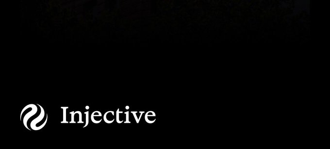 Black background displaying the white Injective logo and text 'Injective'.