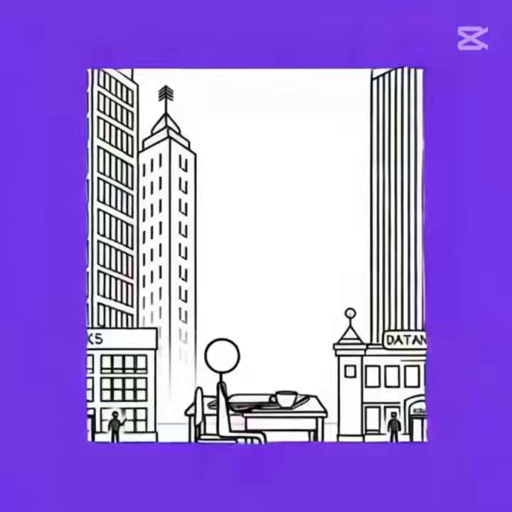 The image features a cartoon man sitting at a desk surrounded by several buildings. The focus of the scene appears to be an abstract representation or cartoon style drawing featuring people, tables, chairs, towers, and a sky above them. The text on the image reads "Focus on what is in the image and how it relates to this post: @PythNetwork handles aggregating, validating, and delivering institutional grade market data from across the financial world all from the same API with Thousands of price feeds." The man sitting at the desk is centrally located within the scene.