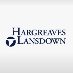The image shows the Hargreaves Lansdown logo in navy blue text with their distinctive stylized "H" and "L" monogram. The logo represents the UK's largest investment platform, which has been expanding its crypto offerings for retail investors—aligning with the post about crypto taking another step forward in the UK market.