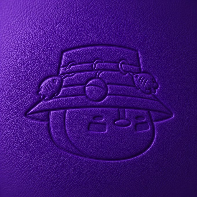 The image features a purple background with a cartoon-like depiction of a hat, possibly a fishing hat or a hat for children. The hat has fish designs on it, adding a playful touch to its appearance. The caption "x.com/solana/status/..." suggests that the image might be related to a social media post or a website about a specific topic or event.