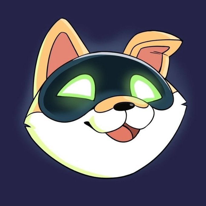 A cartoon Shiba Inu dog with glowing green eyes and a black domino mask, set against a dark purple background, evoking the masked, vigilant "Wojak" or "Pepe the Frog"-style meme used to mock crypto traders. The masked dog visually represents the post's jab at meme-stock and crypto traders who blindly panic-sell $AI at any mention of "SI" by orange man (Trump), portraying them as foolish "troglodytes" (hence the masked shibe) caught in the trenches.