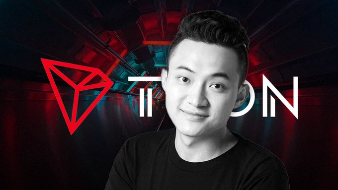 Justin Sun, founder of Tron, appears in front of the red TRON logo and a futuristic tunnel backdrop, visually tying his image to the crypto controversy discussed in the post about his $45 million WLFI investment dispute.