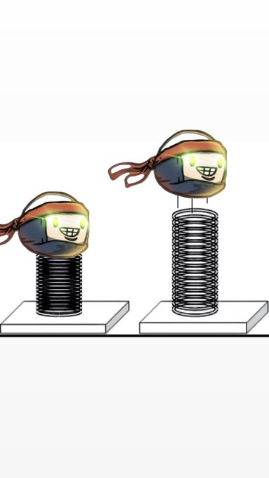An illustration of two countryball characters wearing blindfolds and grinning, bouncing on coiled springs.
