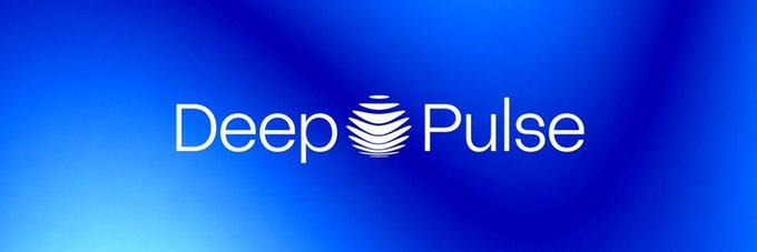 The Deep Pulse logo displayed in white text with a circular icon on a blue gradient background.