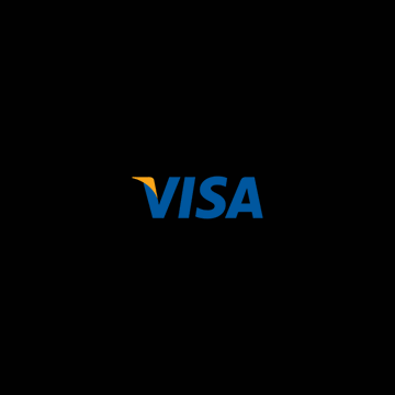 The Visa logo (blue wordmark with a yellow/gold flick) centered on a black background.