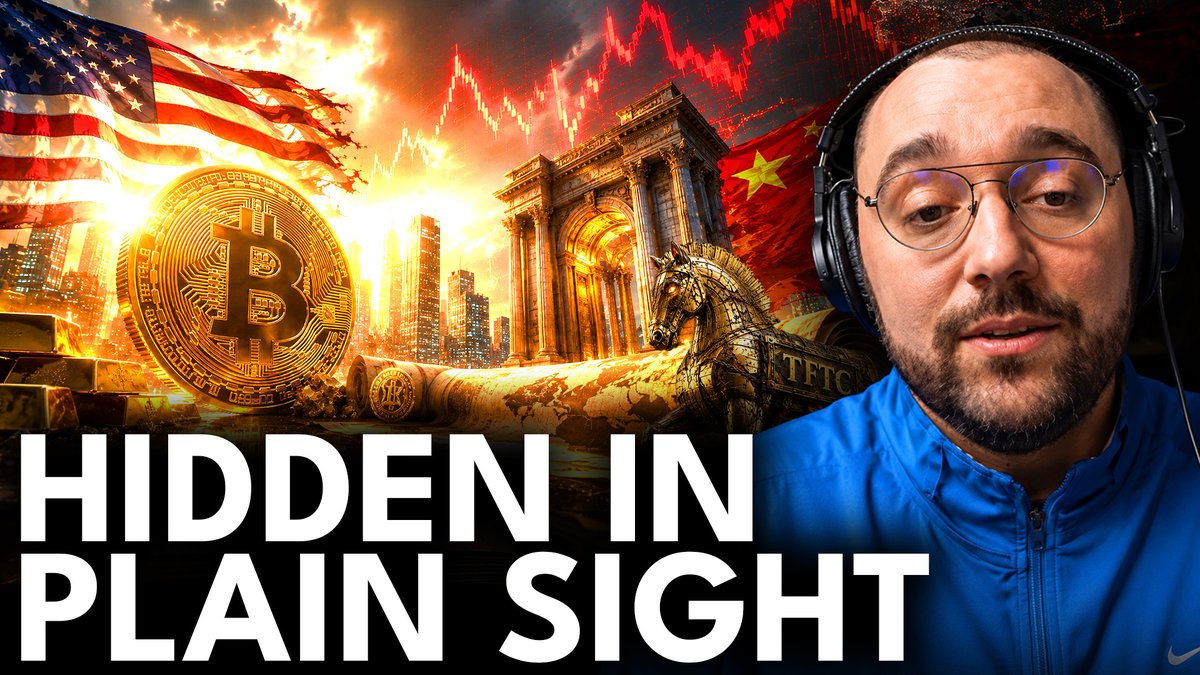 This image for "TFTC 767" features a collage of Bitcoin, US and Chinese flags, gold bars, financial charts, and the text "HIDDEN IN PLAIN SIGHT", all relating to the discussed topic of Bitcoin's early history.