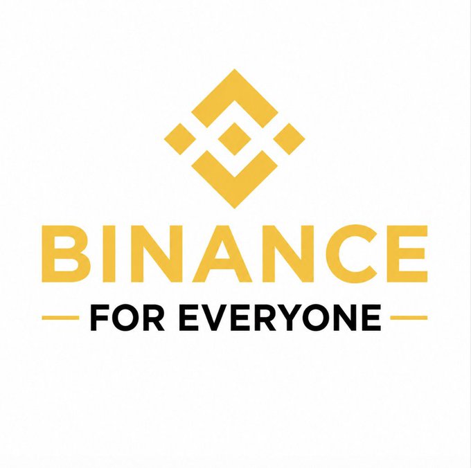 The Binance logo in gold with the tagline 'FOR EVERYONE' displayed beneath it on a white background.