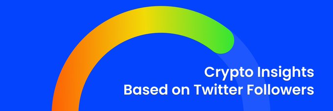 A logo featuring a colorful gradient arc (orange to green) on a blue background with the text 'Crypto Insights Based on Twitter Followers'.